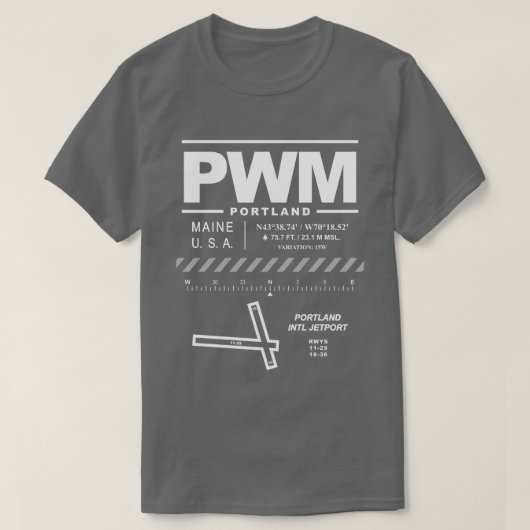 Portland International Jetport PWM T-shirt (Design voorkant)