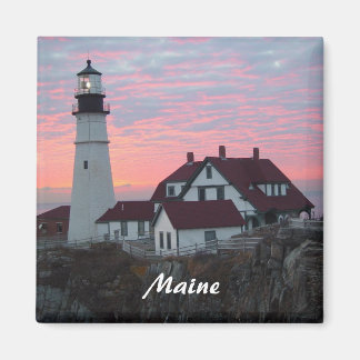 Portland Koplamp Zonsopgang Maine Square Magnet Magneet