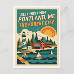 Portland Maine – De Forest City Retro Reizen Briefkaart