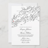 Portland Maine Elegant noir et blanc Mariage carte (Devant)