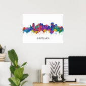 Portland Maine Skyline Poster (Thuiskantoor)