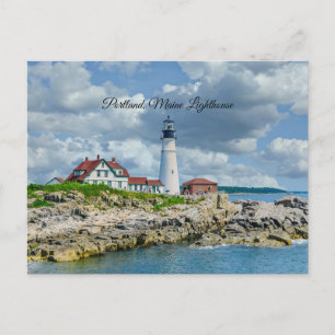 Portland, Maine vuurtoren (gelabeld) Briefkaart