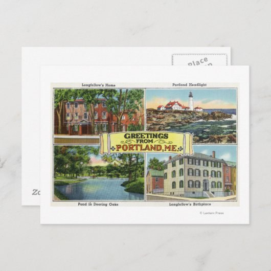 Portland, MaineGreetings Van met Schilderachtig Briefkaart (Voorkant / Achterkant)