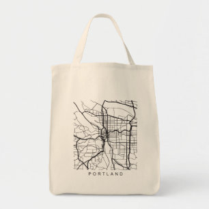 Portland OF minimalistisch City Street Map Dark De Tote Bag