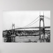 Portland, OF Uitzicht van St. John Bridge over Poster (Voorkant)