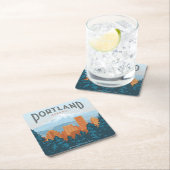 Portland, OF Vierkante Kartonnen Onderzetter (Insitu)