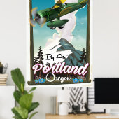 Portland, Oregon affiche de voyage vintage (Bureau à domicile)