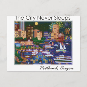 Portland Oregon bij nacht Briefkaart