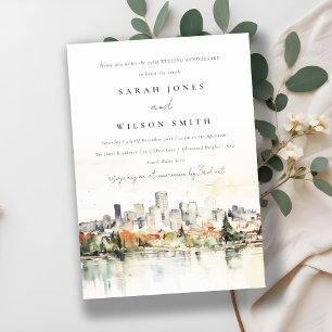 Portland Oregon City Scape Wedding Jubileum Kaart