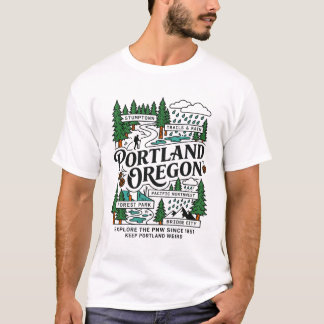 Portland Oregon Forest Park Regen En Wandelpaden T-shirt
