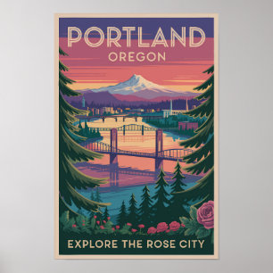 Portland Oregon Mount Hood Reis Kunst Vintage Poster