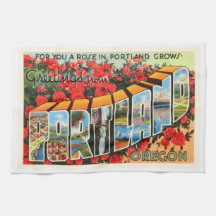 Portland Oregon of Old Vintage Travel Souvenir Theedoek
