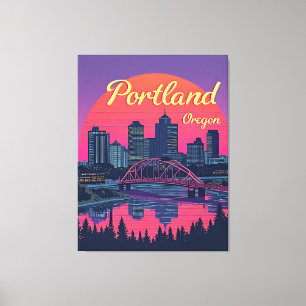 Portland Oregon Silhouet Canvas Afdruk
