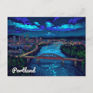 Portland Oregon Silhouet Mount Hood Briefkaart