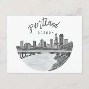Portland Oregon Silhouette Prentbriefkaart Briefkaart