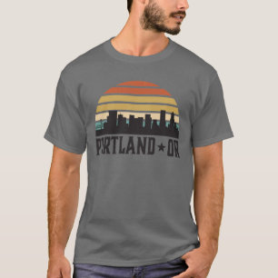 Portland Oregon Skyline Retro Sunset T-shirt