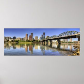 Portland Oregon Skyline Water Reflection Poster
