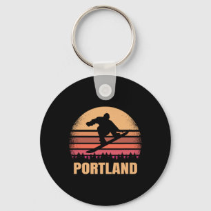 Portland Oregon Snowboarden Vintage of Retro 80s Sleutelhanger