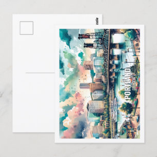 Portland Oregon Verenigde Staten Famous Place wate Briefkaart