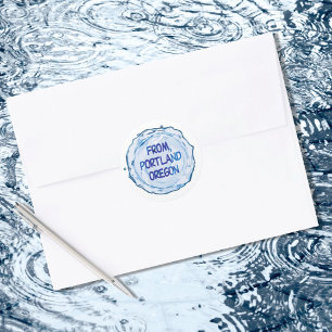 Portland Oregon Water Splash Ronde Sticker