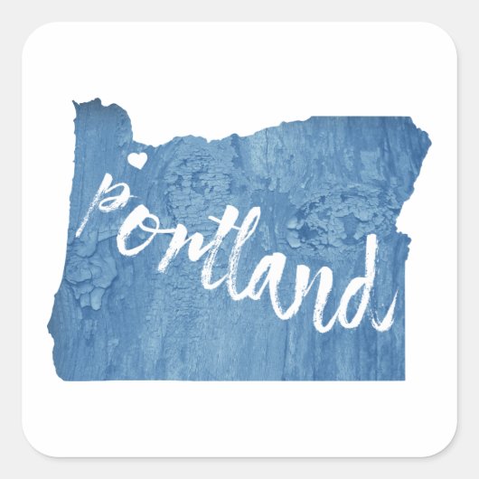 Portland, Oregon Wood Grain Vierkante Sticker (Voorkant)