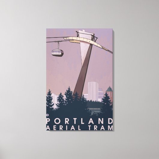 Portland, OregonAerial Tram Scene Canvas Afdruk (Voorkant)