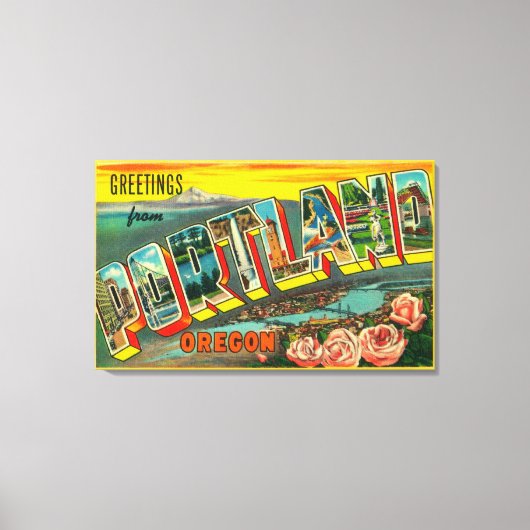 Portland, OregonLarge Letter Scenes Canvas Afdruk (Voorkant)