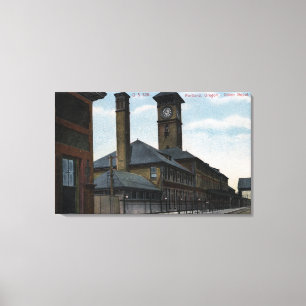 Portland, OregonUnion Depot en Clock Tower Canvas Afdruk