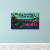 Portland, OregonYaquina Prune Label Canvas Afdruk (Insitu (Houten vloer))