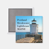 Portland - Phare de brise-lames, Maine Magnet (Recto/Verso)