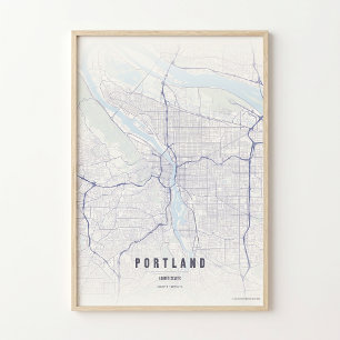 Portland Print Oregon Muur Kunst Poster Kaart Cade