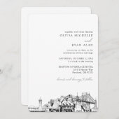 Portland Skyline Destination Wedding Invitation (Devant / Derrière)