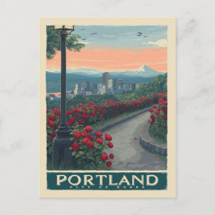 Portland Stad van Rozen – Rozentuin & Silhouet Briefkaart