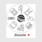 Portland Taiko Line Art Single Sticker (Feuille)