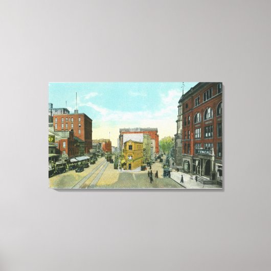 Portland, Uitzicht MaineScene van het Congres Squa Canvas Afdruk (Voorkant)