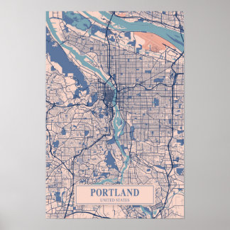 Portland Verenigde Staten Winderige Stad Kaart Rei Poster