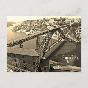 Porto brug over de rivier de Douro, Portugal, sepi Briefkaart