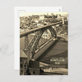 Porto brug over de rivier de Douro, Portugal, sepi Feestdagenkaart (Voorkant / Achterkant)