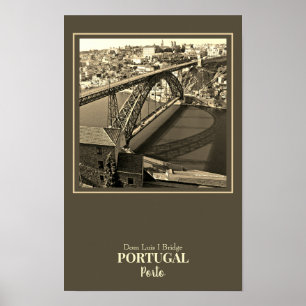 Porto brug over de rivier de Douro, Portugal, sepi Poster