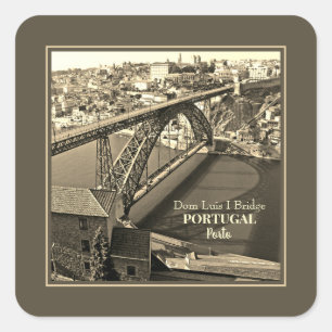 Porto brug over de rivier de Douro, Portugal, sepi Vierkante Sticker