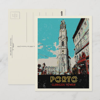 Porto Clerigos tower illustratie Portugal Briefkaart