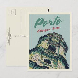 Porto Clerigos tower illustratie Portugal Briefkaart