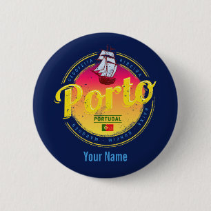 Porto in Portugal Ship Retro Sunset Ronde Button 5,7 Cm