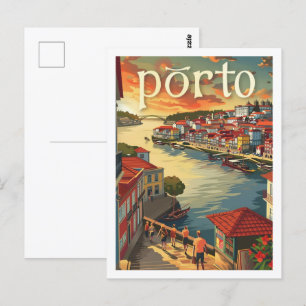 Porto Portugal Beroemde Vintage Reisplaats Briefkaart