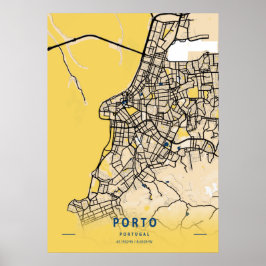 Porto - Portugal Gele City Map Poster