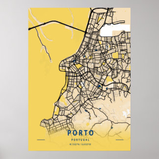 Porto - Portugal Gele City Map Poster