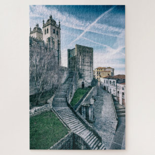 Porto, Portugal. Kathedraal en het oude stadhuis Legpuzzel