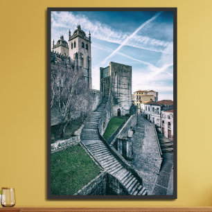 Porto, Portugal. Kathedraal en Oude Stadhuis Poster