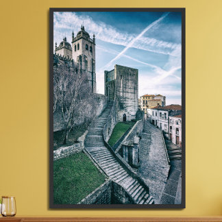 Porto, Portugal. Kathedraal en Oude Stadhuis Poster