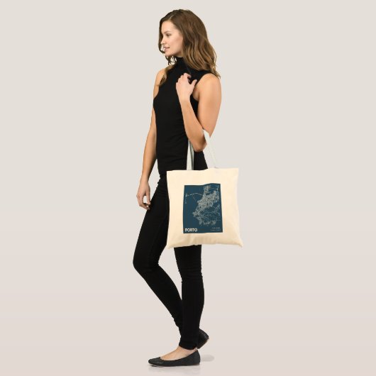 Porto Portugal - Minimale stadskaartlijn Art Blue Tote Bag (Voorkant (model))